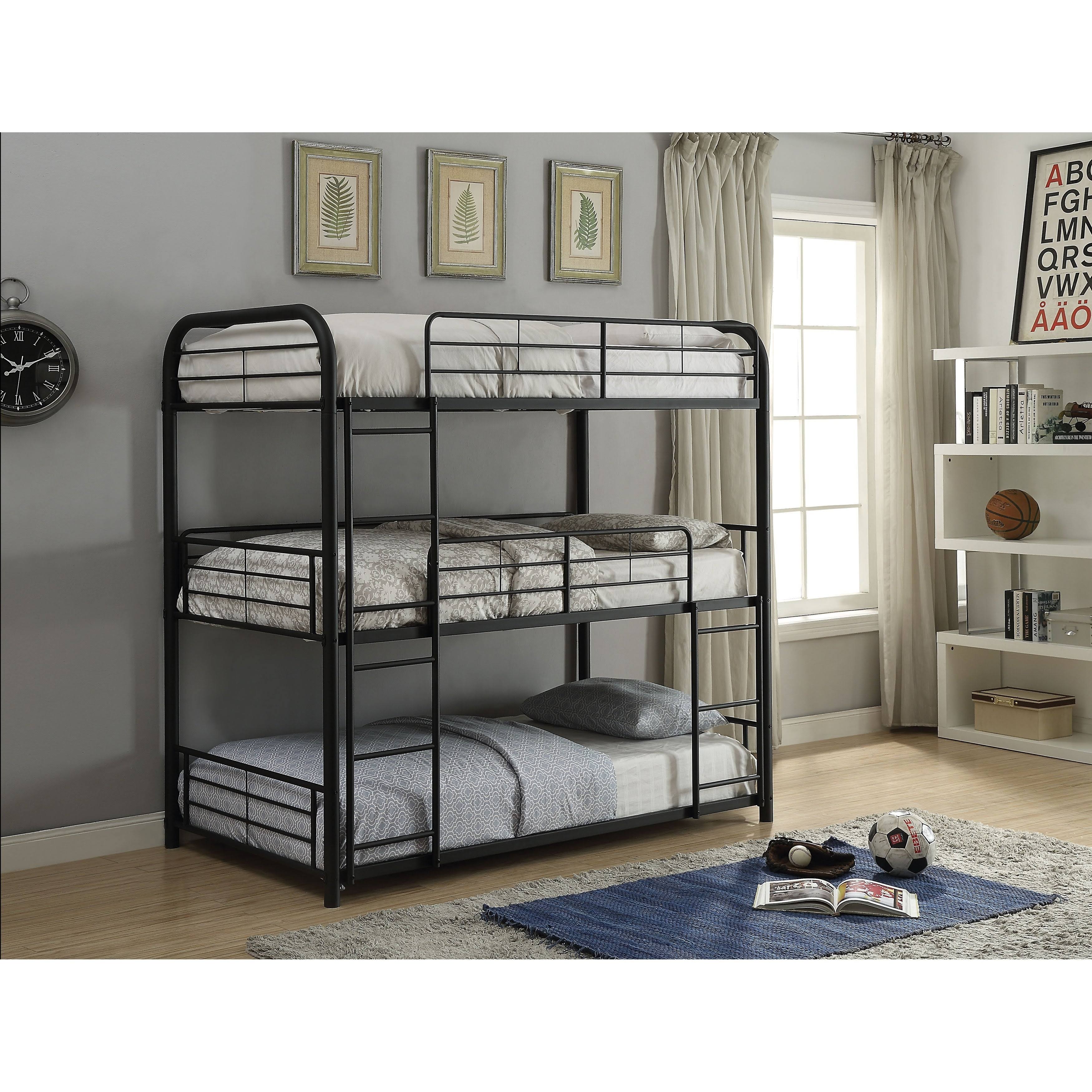 Triple Bunk Bed Full Sandy Black G80621