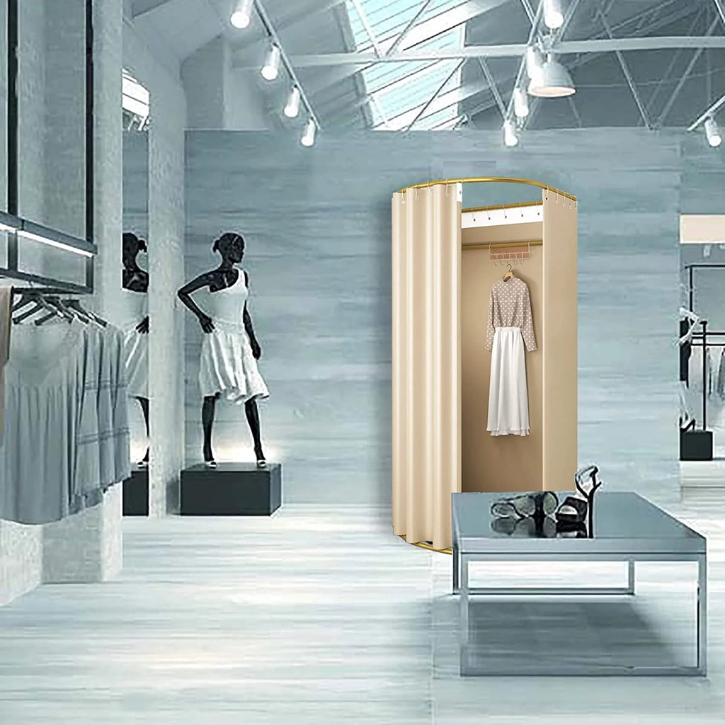 Portable Folding Fitting Room with Shading Curtain, 200x100x95cm (Beige) O3279