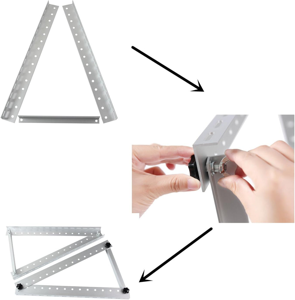 22-inch Pack of 2 3mm Aluminum Adjustable Solar Panel Mounting Brackets with Hardware X982069