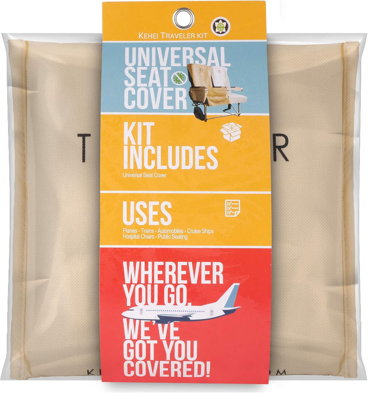 Khaki Universal Seat Cover and Storage Pouch C500