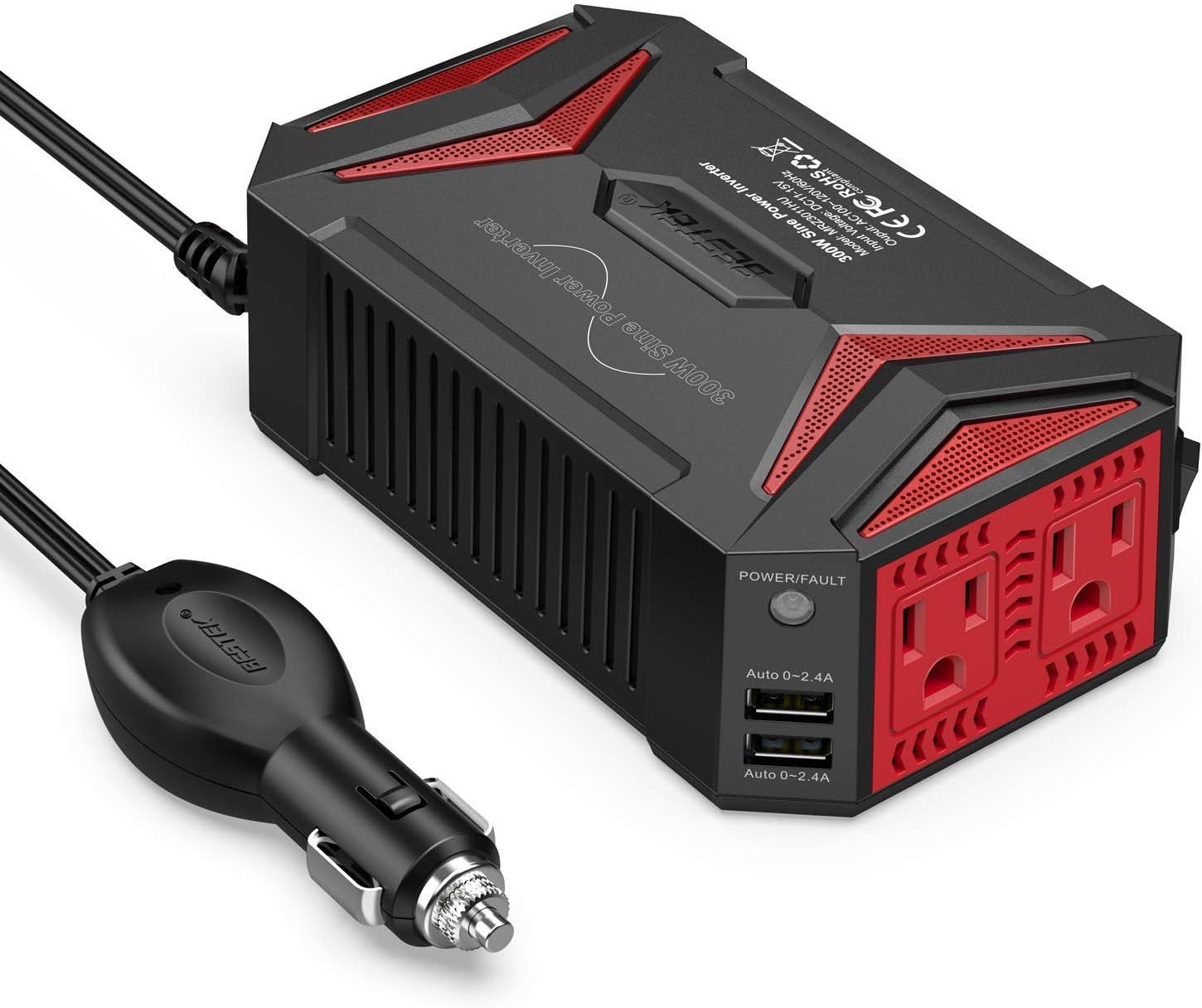 300Watt Pure Sine Wave Power Inverter with Dual 4.2A USB Ports Pack of 2 U1536