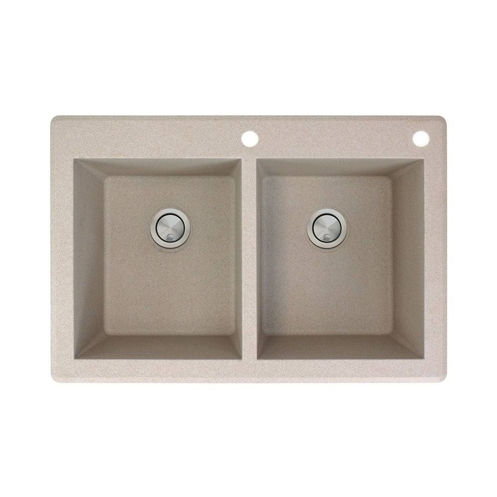Cafe Latte Double-Basin Granite Drop-in Kitchen Sink G603849