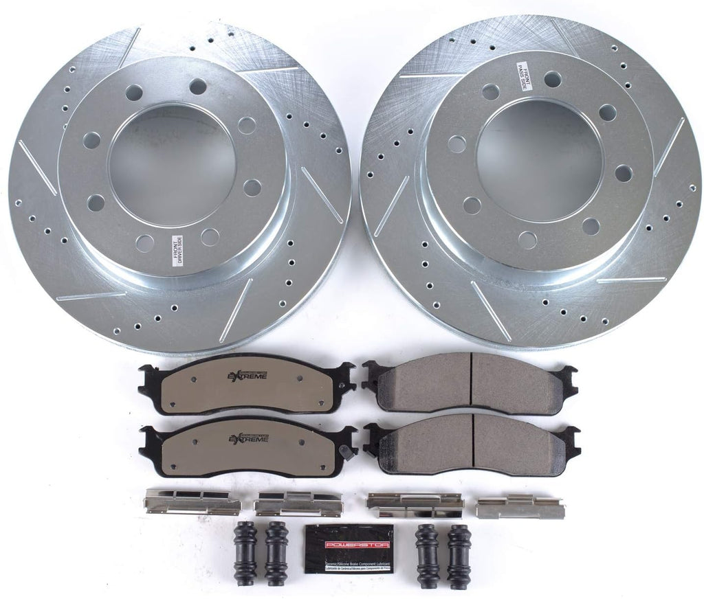 Front Z36 Carbon Fiber Ceramic Brake Pads and Drilled Slotted Brake Rotors C7901