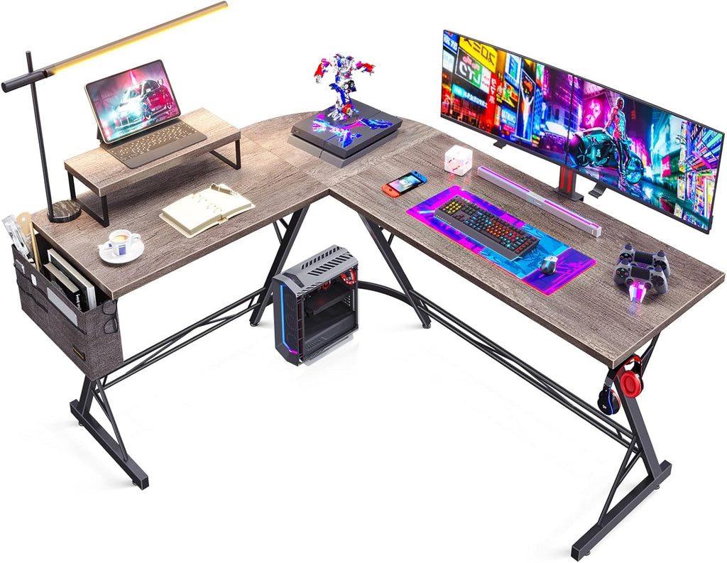 58" L Shaped Computer Desk with Monitor Stand D6374
