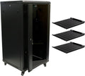 22U Wall Mount Server Cabinet Glass Door Lock Casters and Shelves I488686