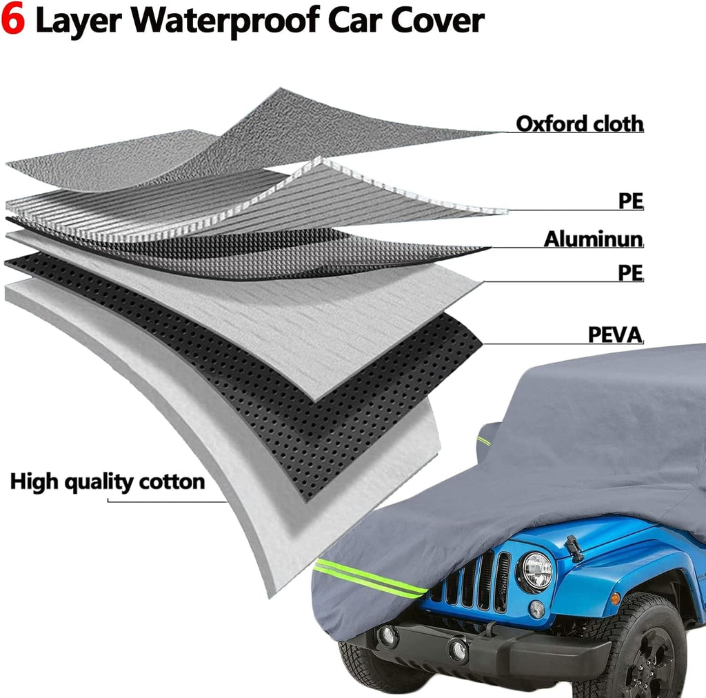 210D Oxford Waterproof Car Cover with Zipper Door, Reflective Strip, Windproof Straps Z628973