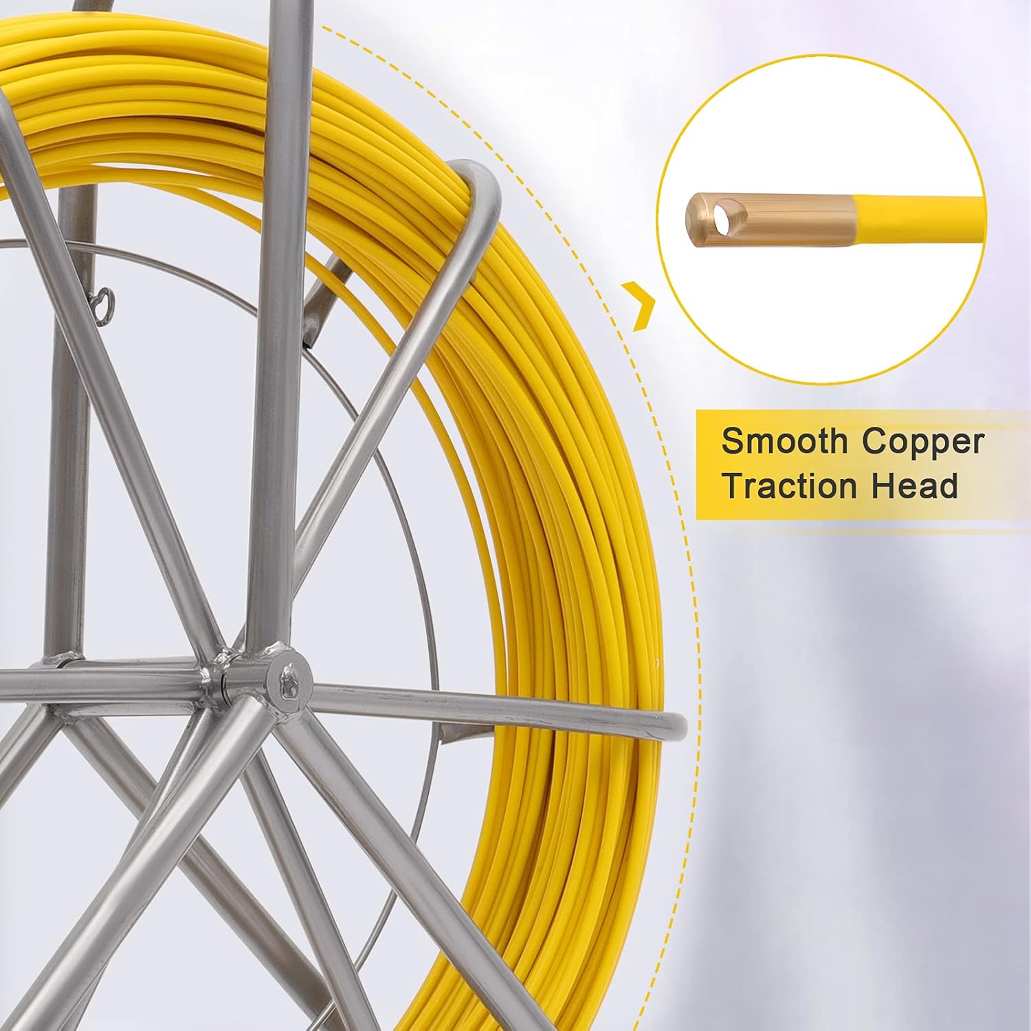 Fiberglass Fish Tape Reel Duct Rodder with Cage and Wheel Stand S615870