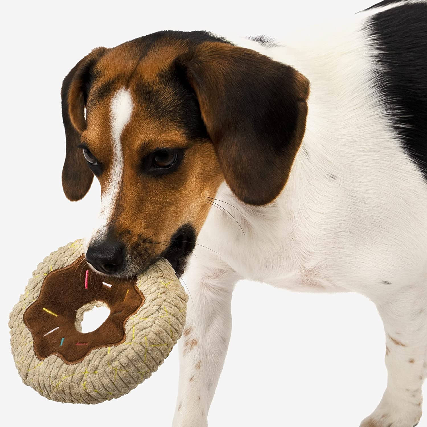 Chocolate Donut Squeaky Plush Dog Toy, Brown, Large M825