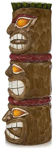 Triple Tiki Totem Solar Powered LED Outdoor Decor Garden D48899
