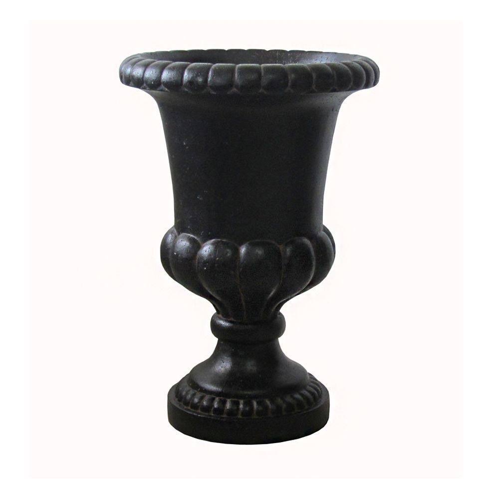 Cast Stone Double Bulbous Urn in Aged Charcoal T317