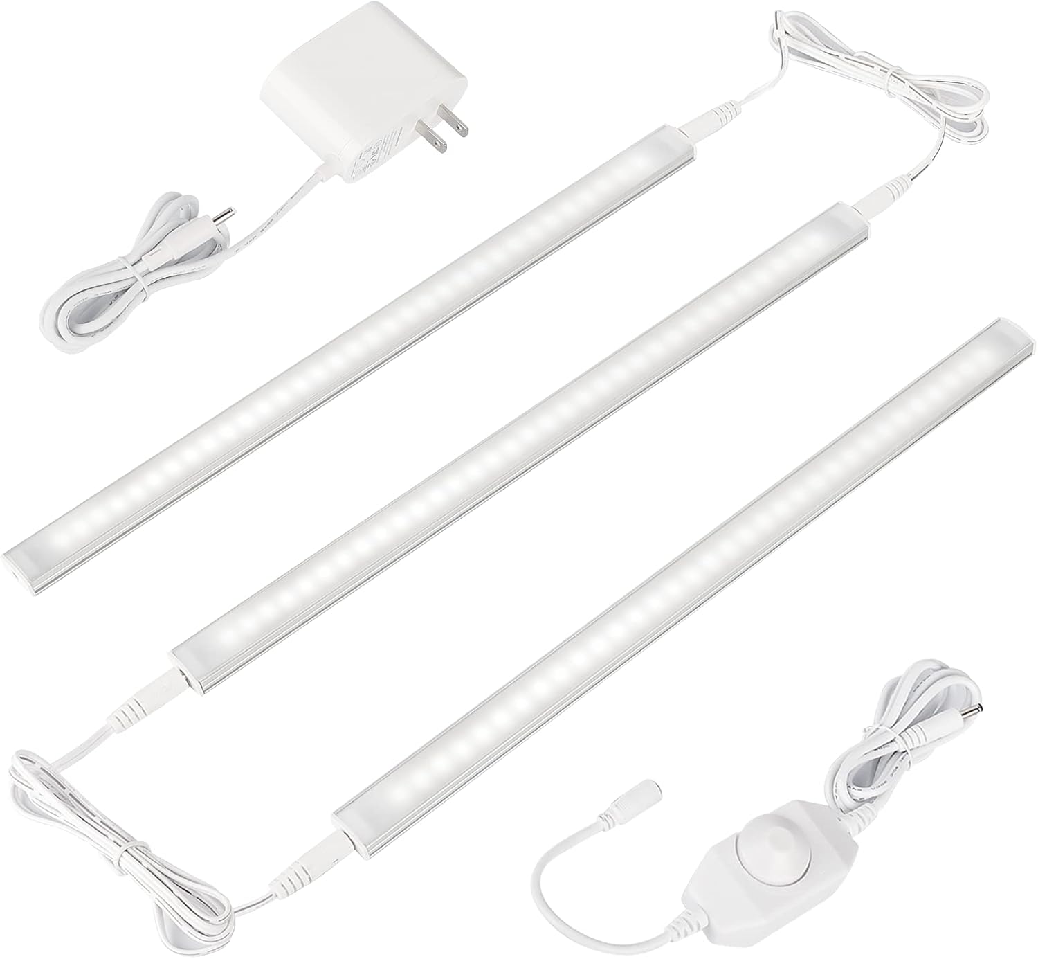 Dimmable LED Under Cabinet Light Bar, Daylight White 4000K, 3 Pcs 12 Inch, Plug in, Pack of 2 Z23879