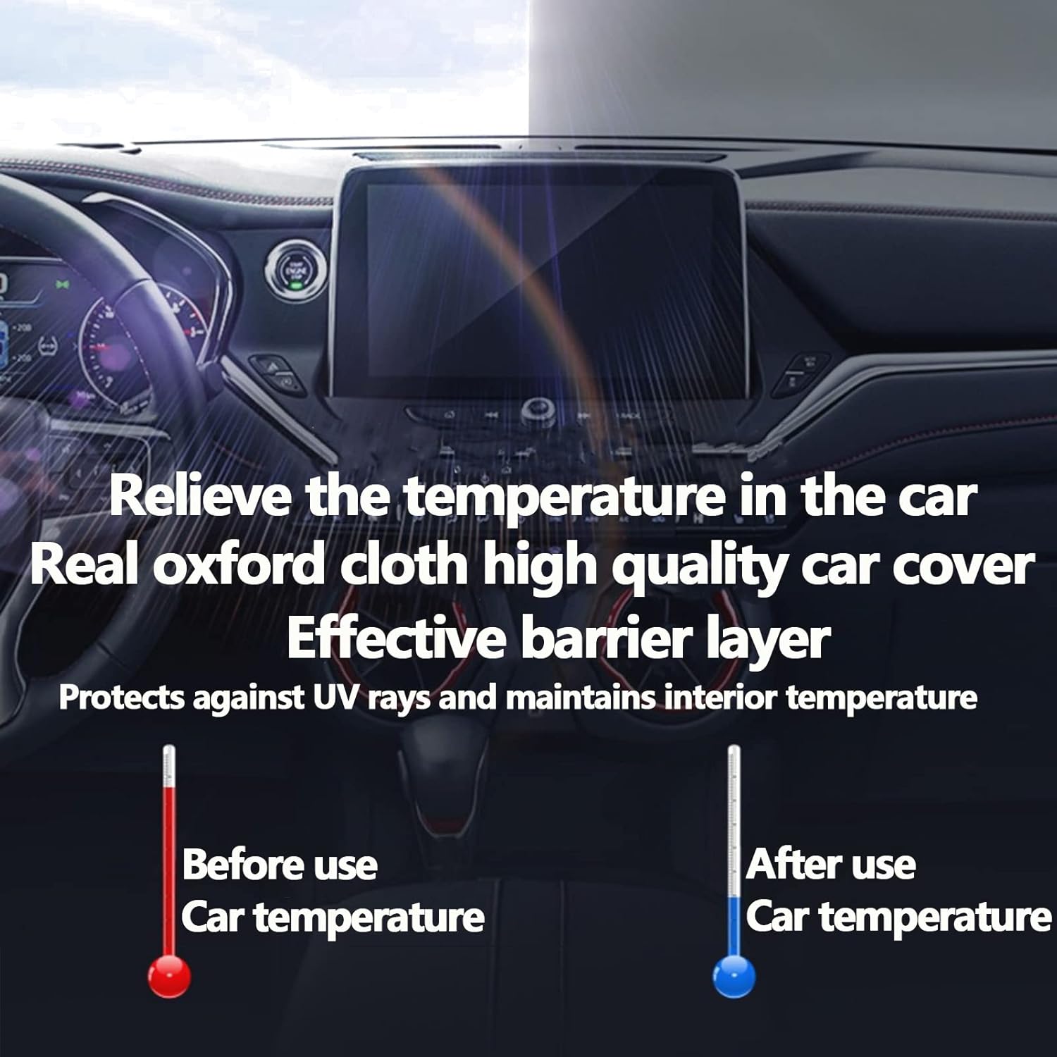 210D Oxford Waterproof Car Cover with Zipper Door, Reflective Strip, Windproof Straps Z628973