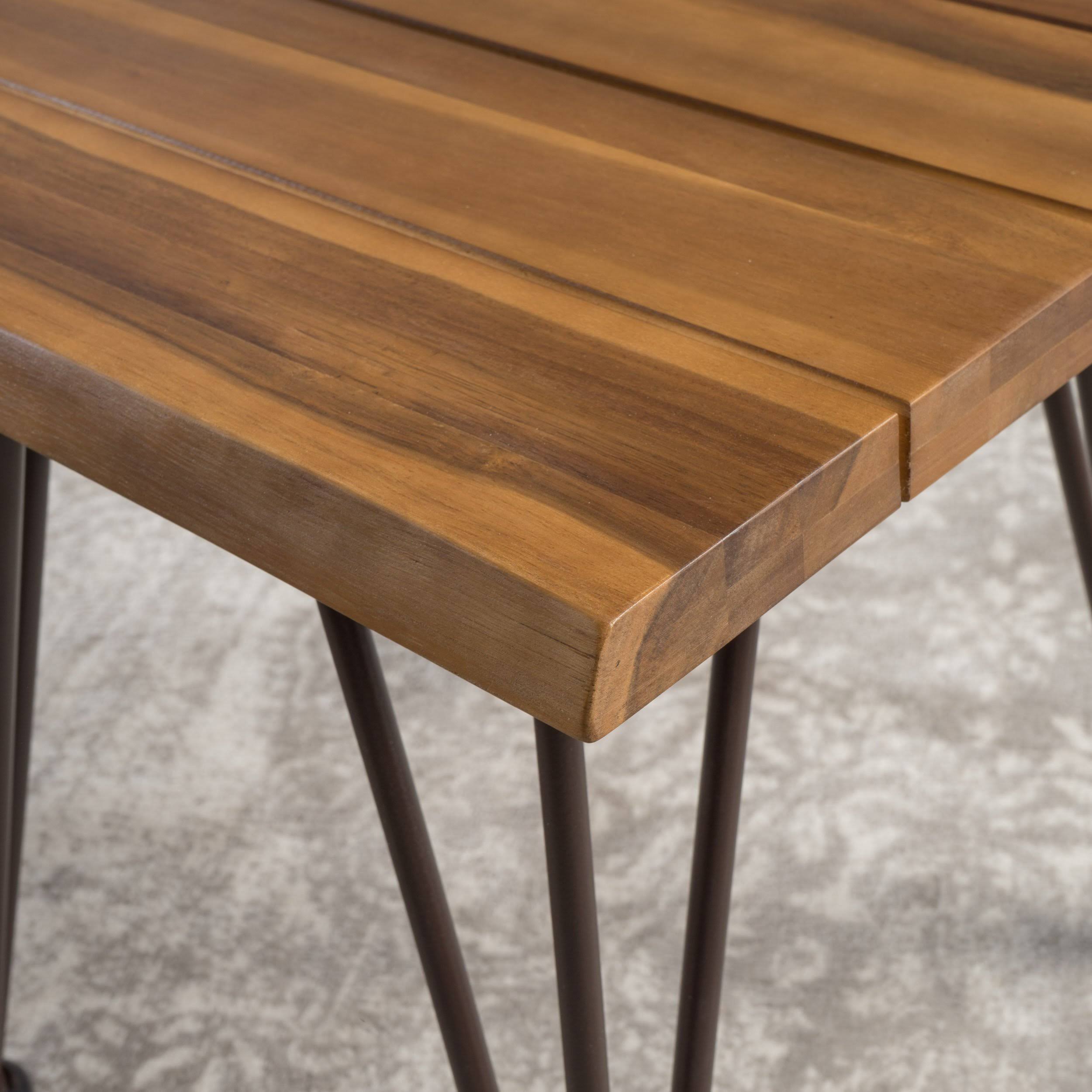 Industrial Rustic Iron and Acacia Wood Side Table E49486