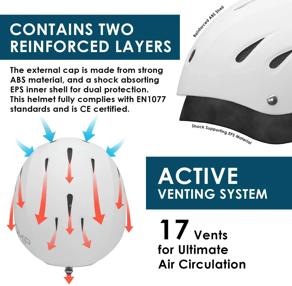 Matte White Ski Helmet with Build-In Ear Pads P229