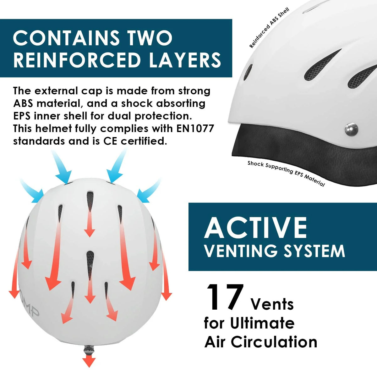 Matte White Ski Helmet with Build-In Ear Pads P229