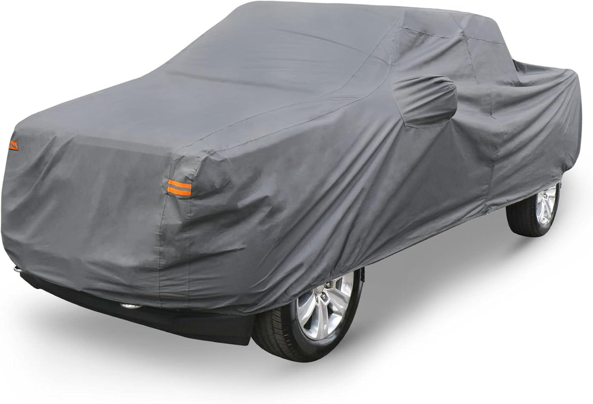Gray PEVA Pickup Truck Car Cover with Driver Door Zipper E910313