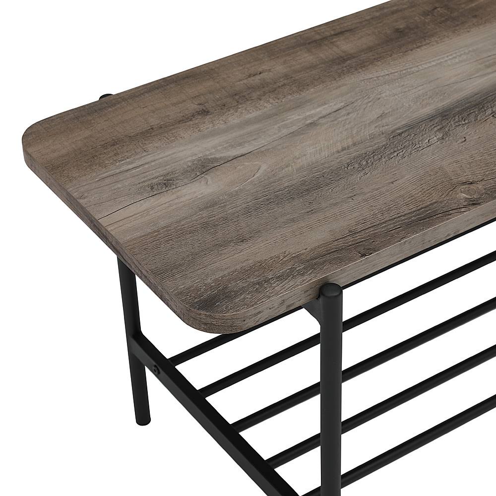 Grey Wash Wood and Metal Mesh Bench H99357