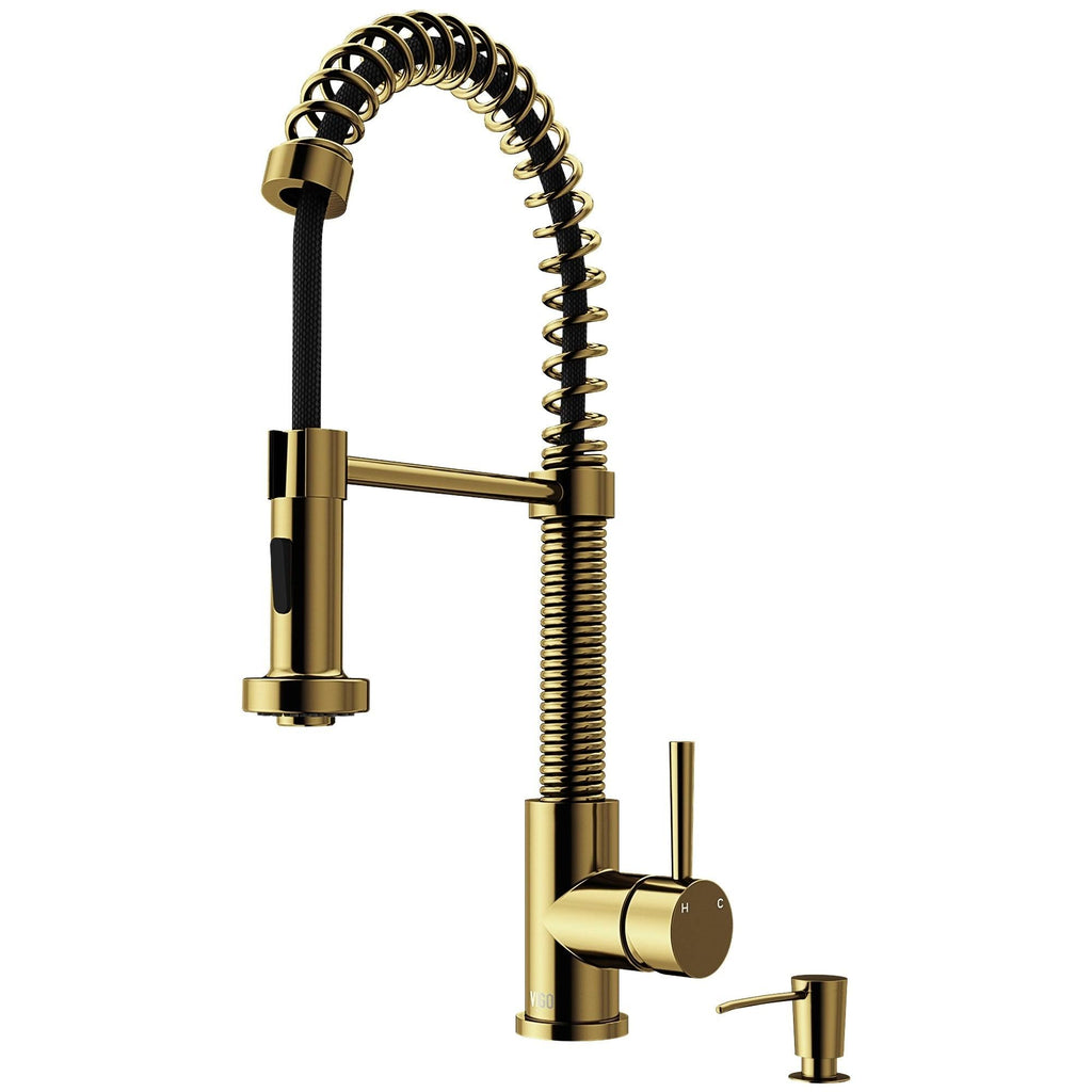 Matte Gold Pull-Down Kitchen Faucet with Soap Dispenser C332387