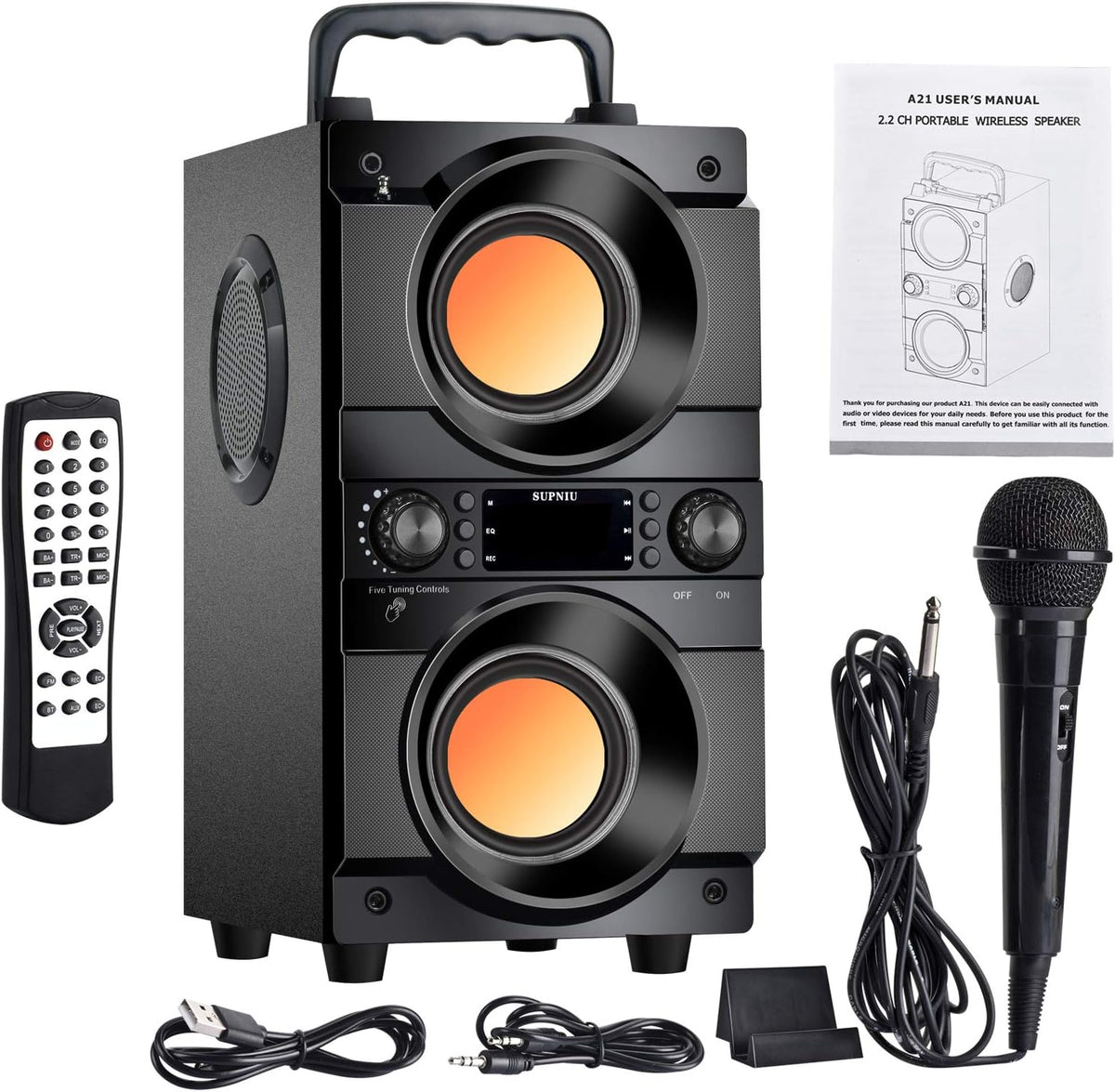 Bluetooth Speaker with LED Colorful Lights, Double Subwoofer E179