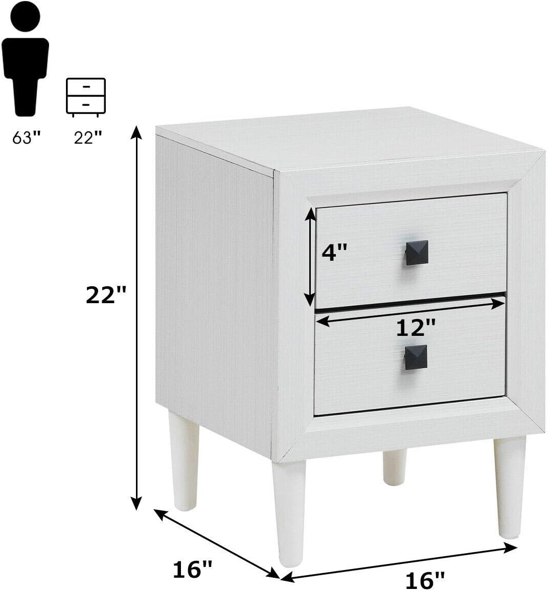 Wood Nightstands with 2 Drawers H387