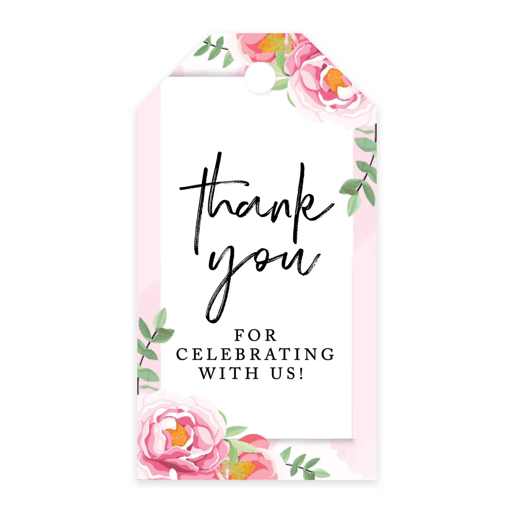 Pink Peonies Cardstock Gift Tags with Bakers Twine 100-Pk I6179