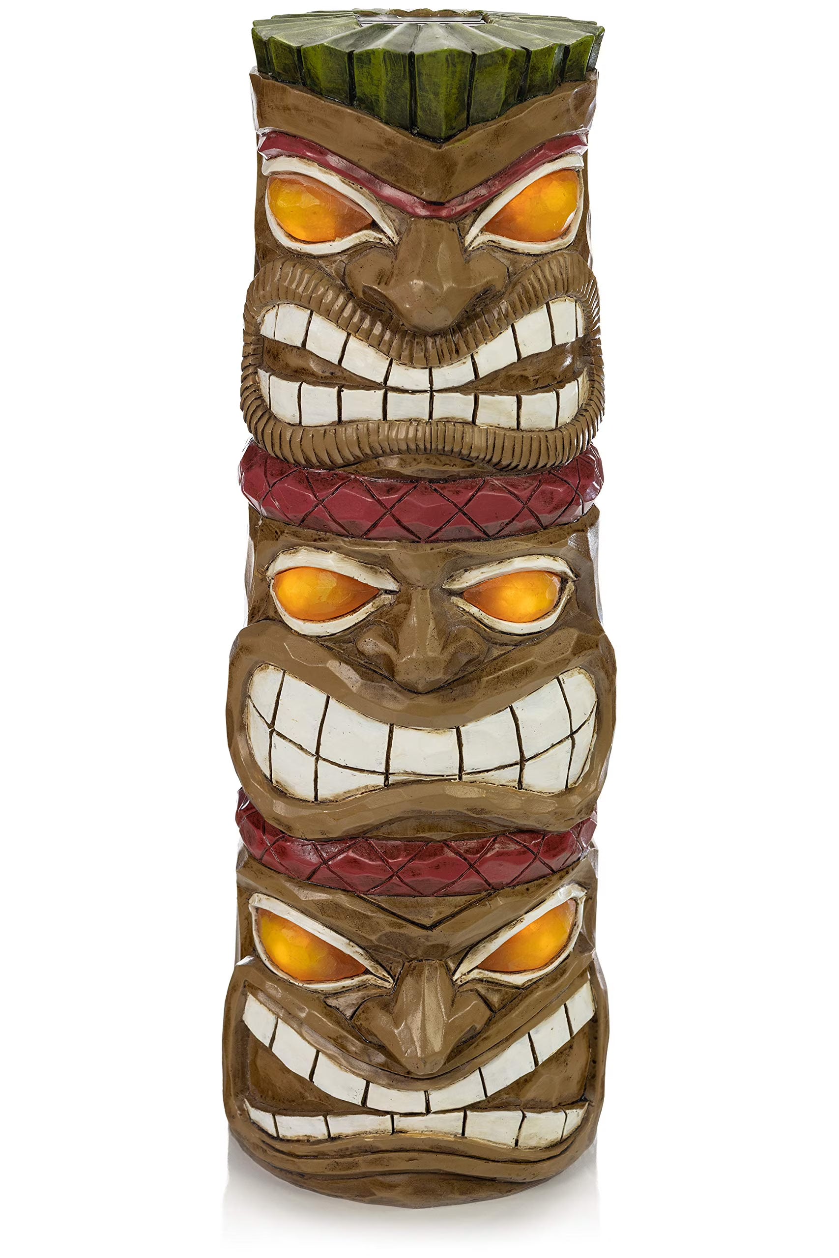 Triple Tiki Totem Solar Powered LED Outdoor Decor Garden D48899