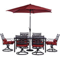7-Piece Outdoor Patio Dining Set with 6 Swivel Rocker Chairs and Rectangle Table X13911