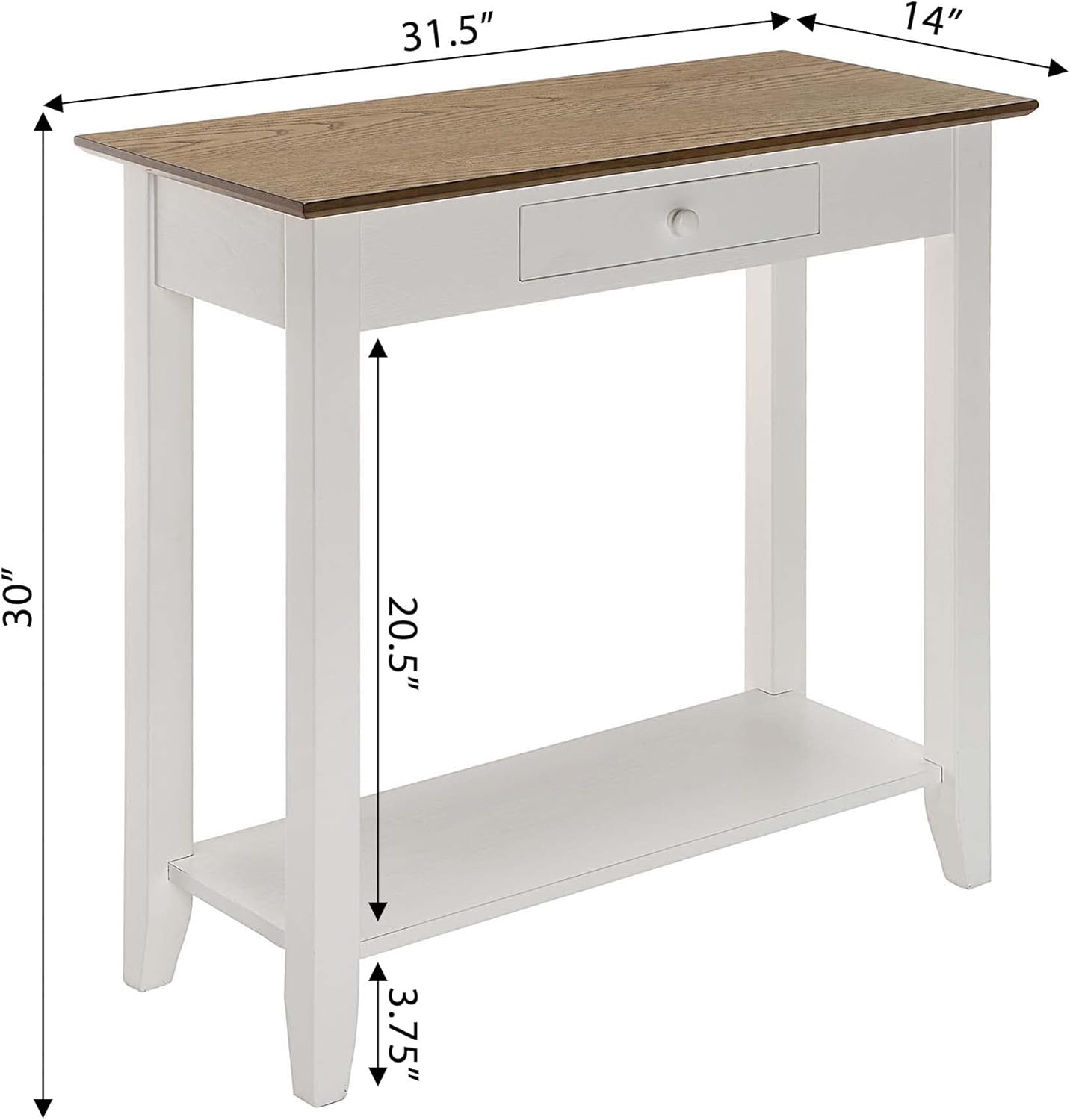 1-Drawer Hall Table with Shelf, Driftwood/White G943830