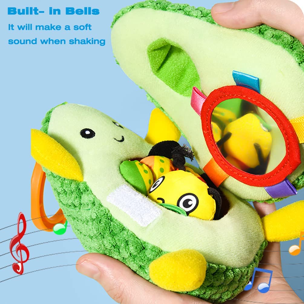 Clip on Stroller Toy with Mirror, Plush Bug Avocado Toy Q20985