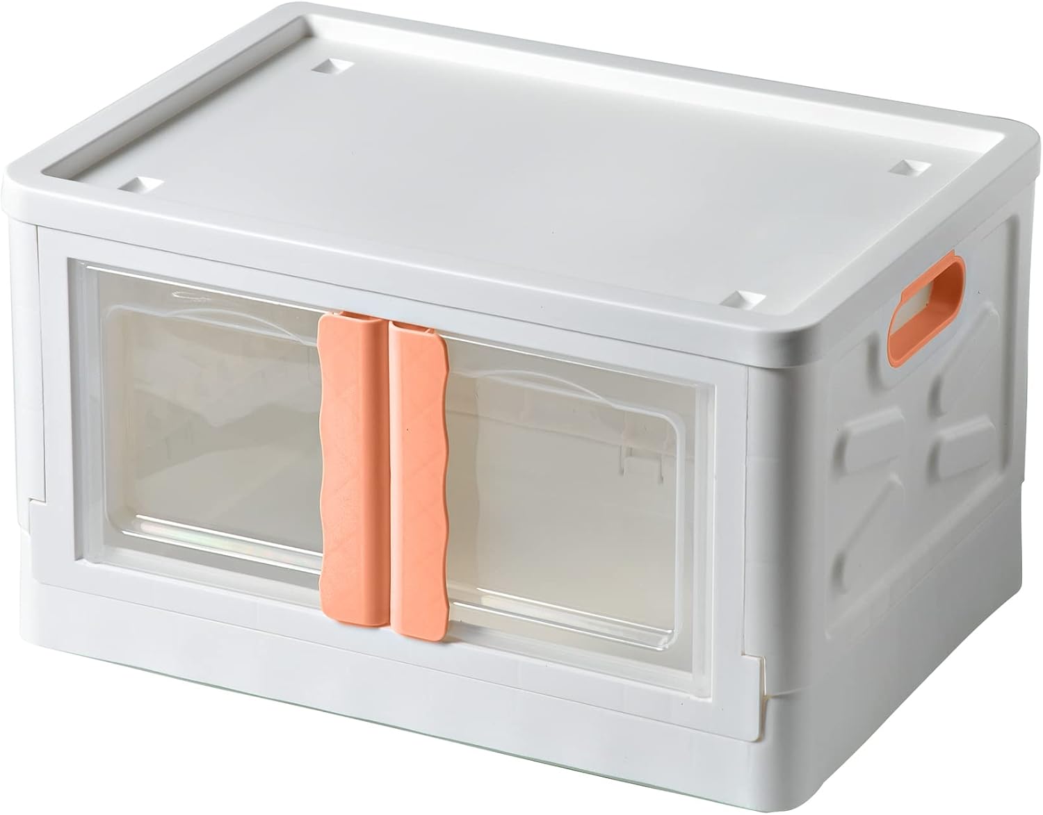 52L Plastic Storage Bins With Lids (White and orange) I911462