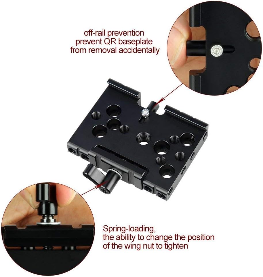 15mm Rail Riser Rig System Quick Release Base Kit with QR Plate Rod Riser Clamp Short Rods D90552