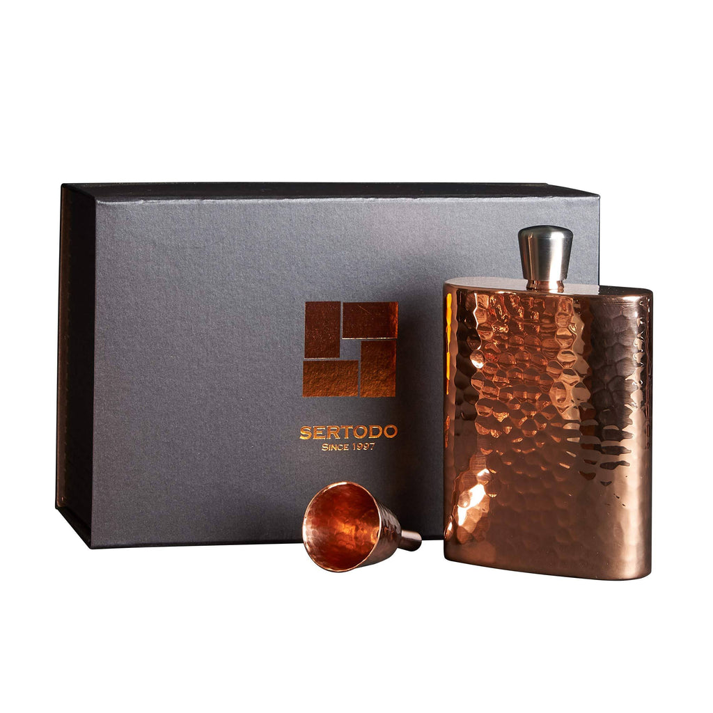 Hand Hammered 100% Pure Copper Flask, 12 oz O61402