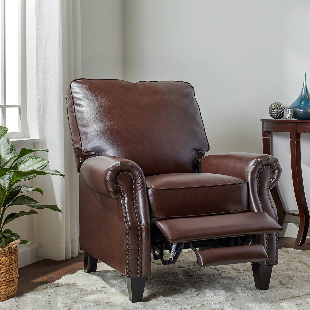 Brown Leather Pushback Recliner B4096