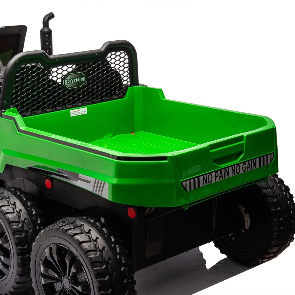 24V 2 Seater 6 Wheels XXL Ride On Car with EVA Tires, Bluetooth, Remote Control, Dump Bed, 5-Point Safety Harness (Green) G152610