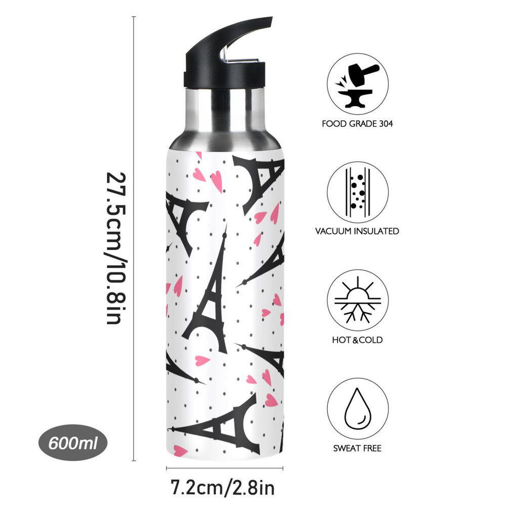 Stainless Steel Insulated Vacuum Flask Water Bottle with Straw Lid F955