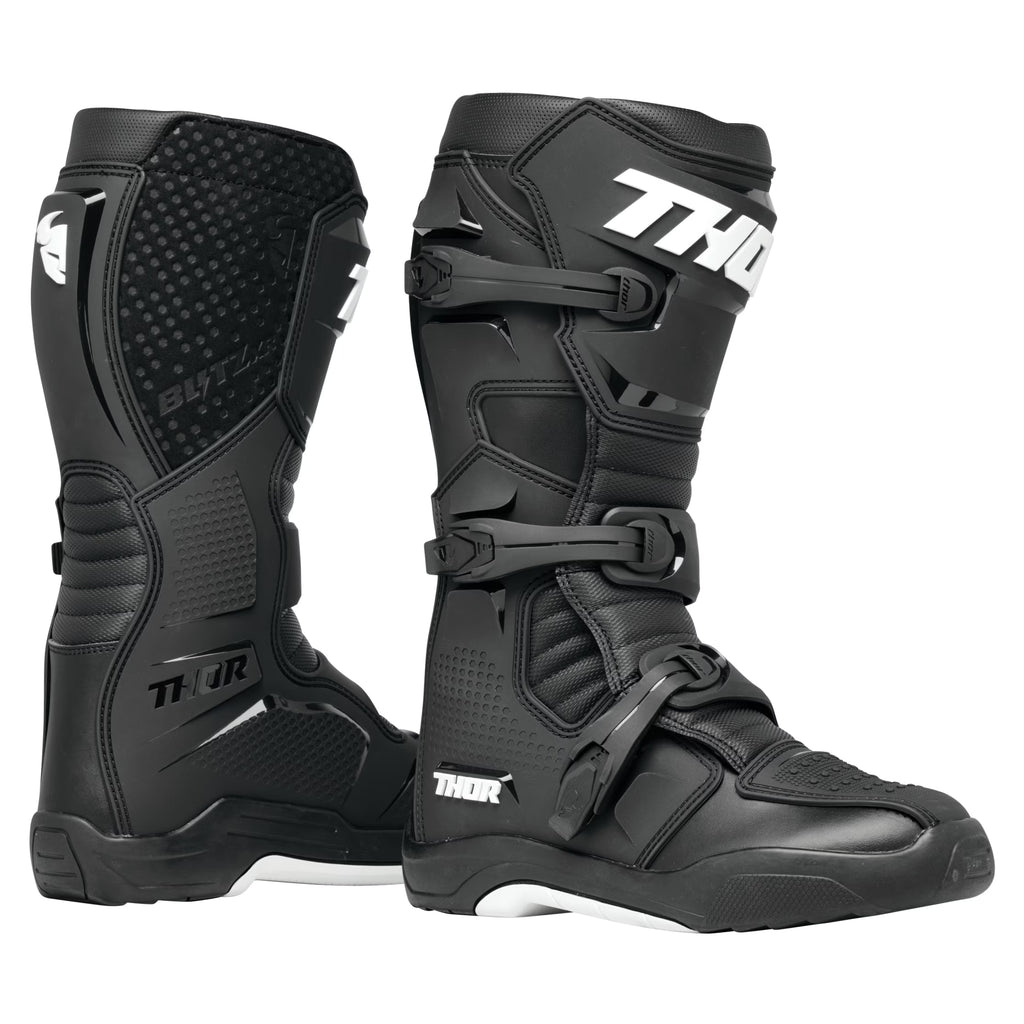 Black/White Motocross Offroad Riding Boots J970657