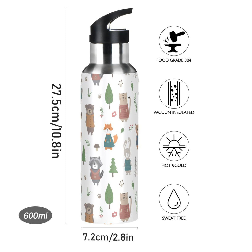 20 oz Insulated Stainless Steel Kids Water Bottle with Straw Lid L3374
