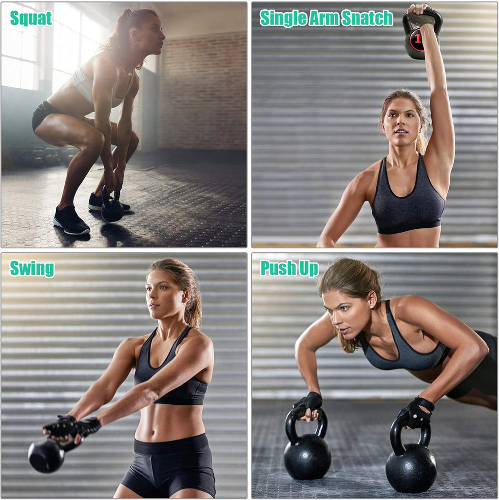 3 Pcs Vinyl Kettlebell Weights Set, 5, 10, 15 lbs C572949