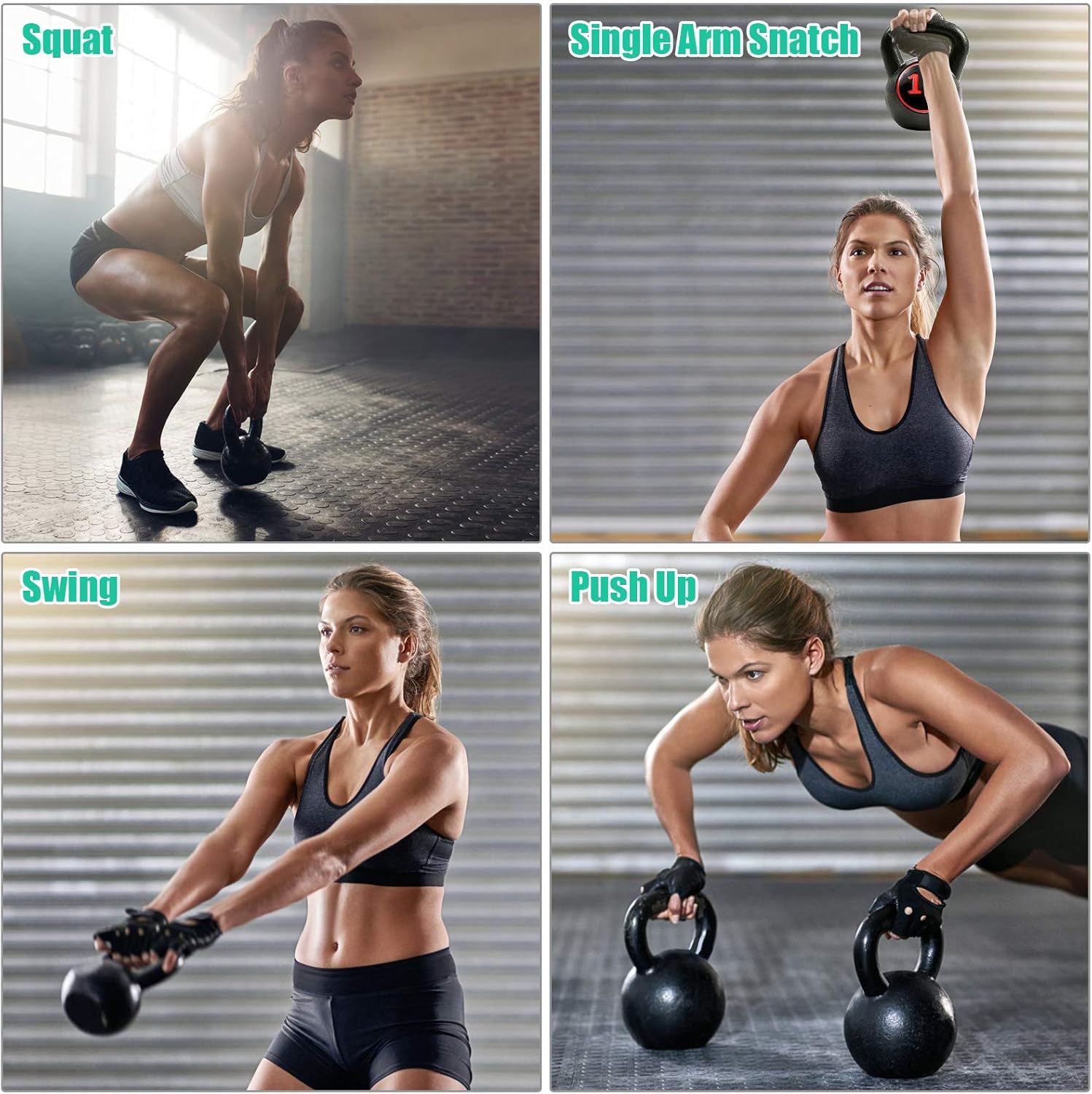 3 Pcs Vinyl Kettlebell Weights Set, 5, 10, 15 lbs C572949