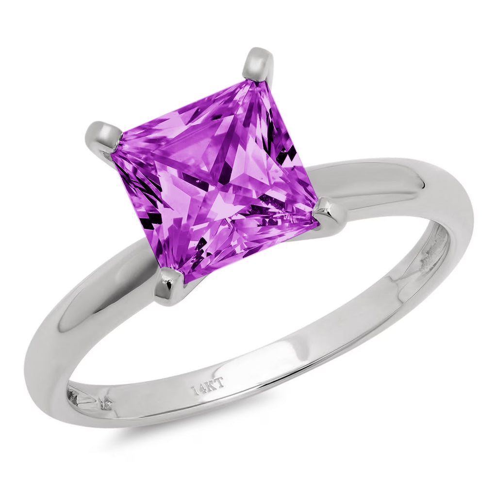 18k White Gold Simulated Alexandrite Ring Size 10.5 E45878