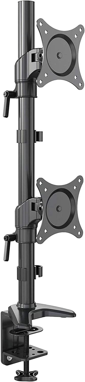 Vertical Dual Monitor Mount, Height Adjustable Heavy Duty C-Clamp and Grommet Mounting Base, VESA 75*75mm/100*100mm K80792
