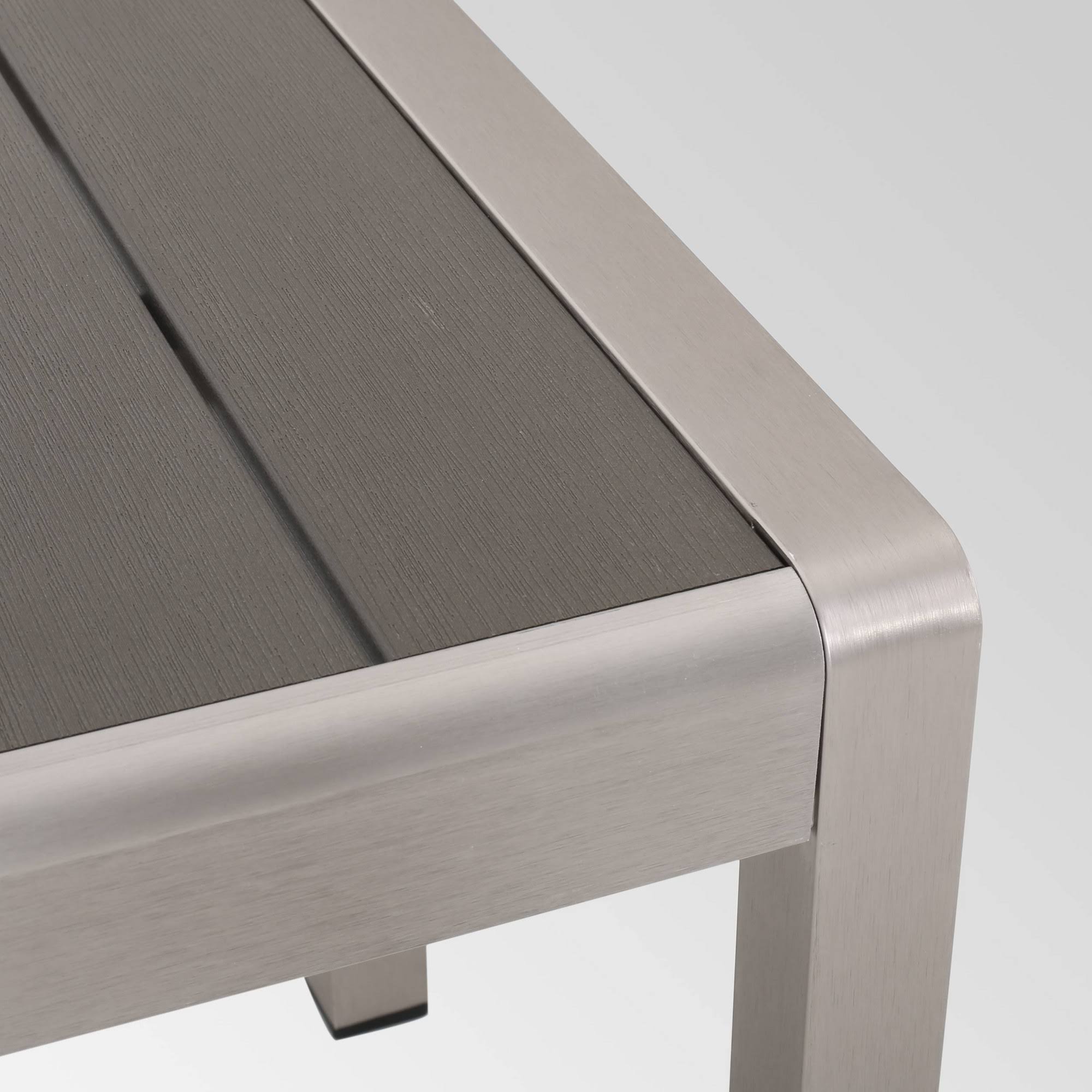Gray Aluminum Dining Bench with Faux Wood Seat M230973