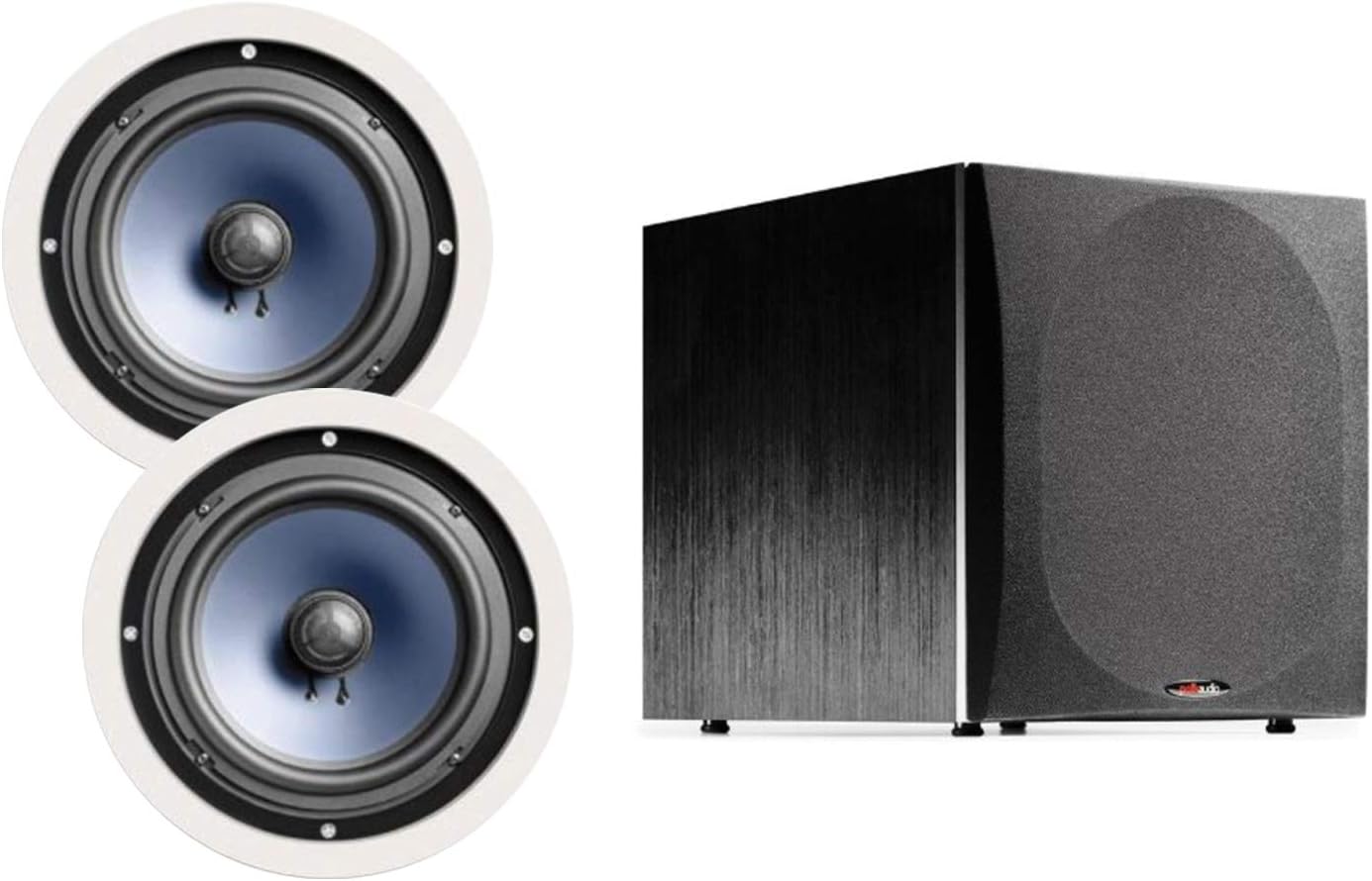 8-inch 2-way In-ceiling Speakers Set of 2 with 12-inch Powered Subwoofer B514982