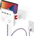 2 Outlets 4-Port USB Wall Charger with 6 Ft Extension Cord, Pack of 2 B26633