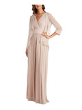 Beige Open Front Sheer Glitter 3/4 Sleeve Blazer Jacket 14 D43806
