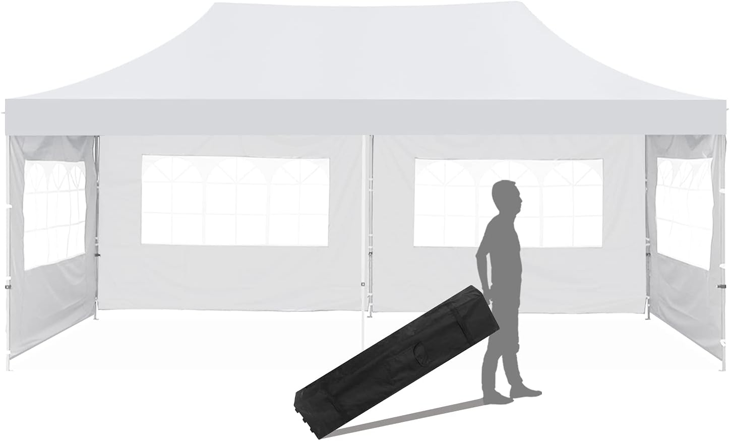 10x20 ft Pop up Canopy Tent with Removable Sidewalls and Wheeled Bag B850