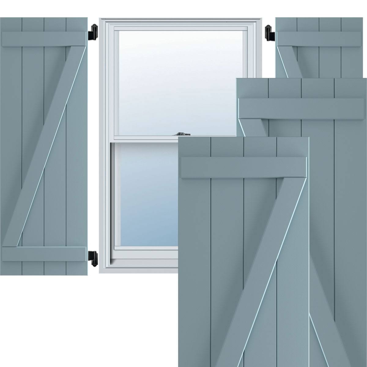 True Fit PVC Board and Batten Shutters, Peaceful Blue H4592