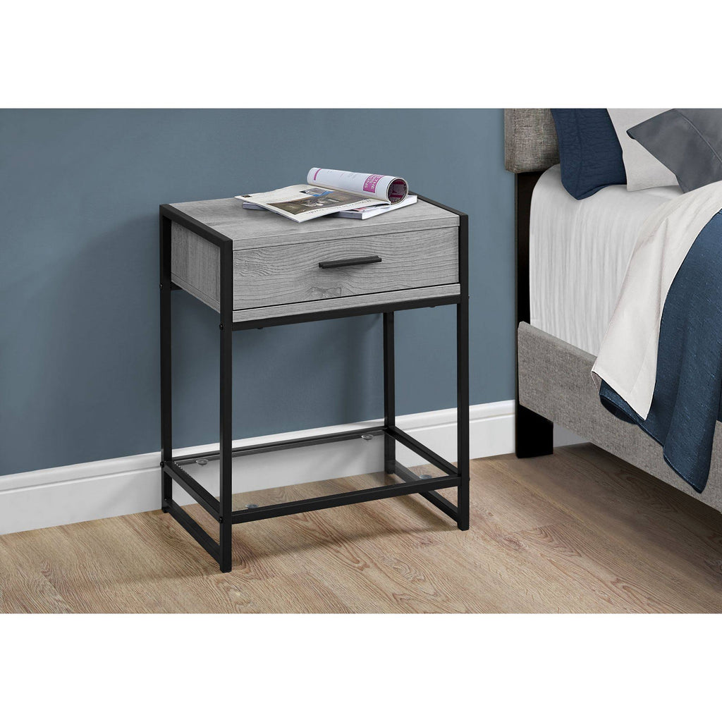 Gray and Black Rectangular Accent Table with Tempered Glass V35468