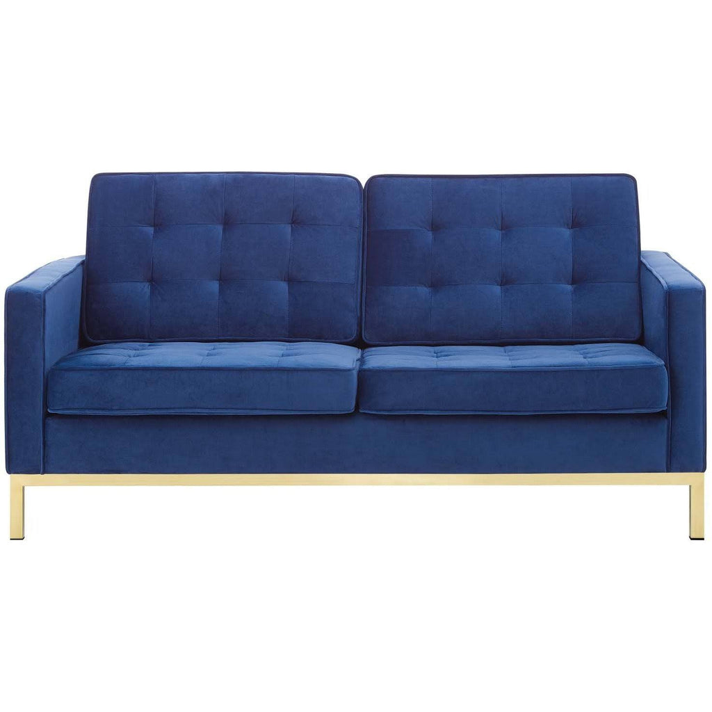 Gold Gray Velvet Loveseat I428