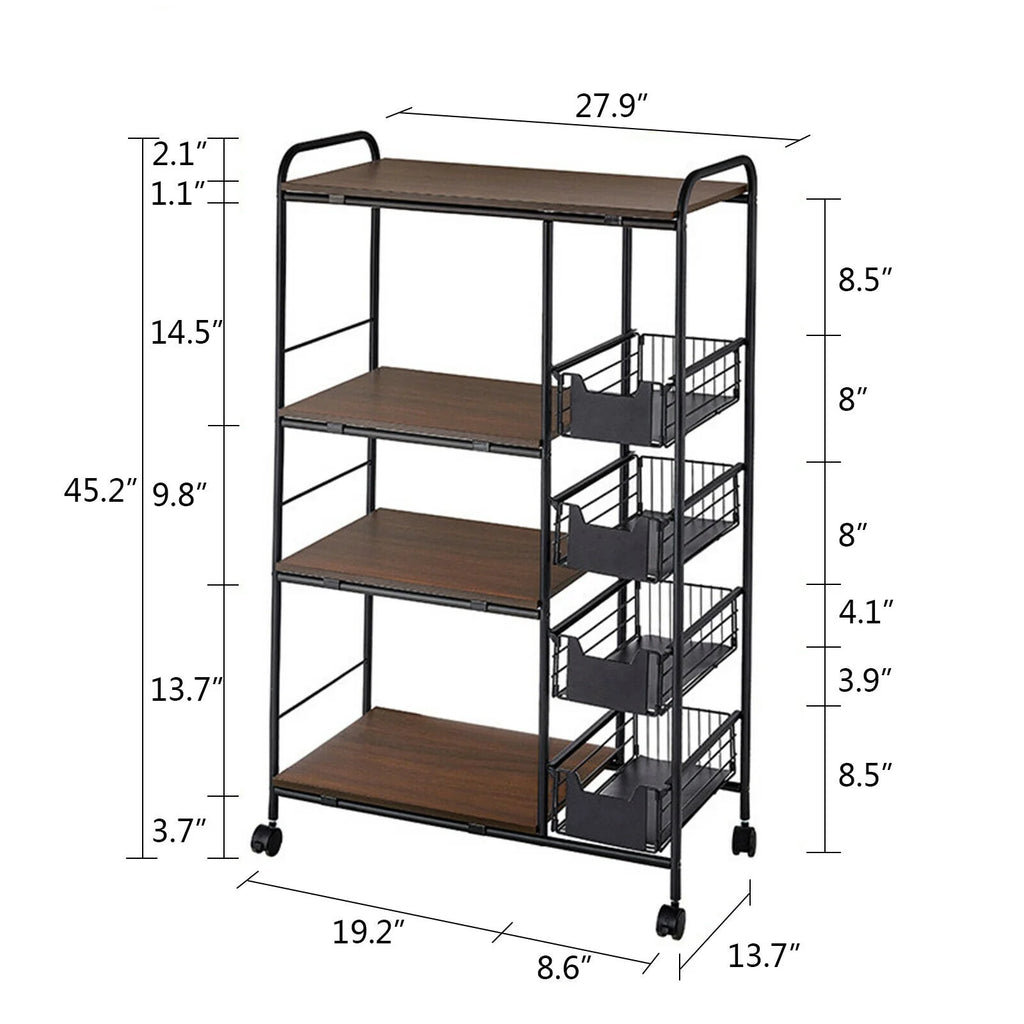 4 Tier Microwave Oven Rack Utility Workstation Stand Shelf Storage Holder O660467